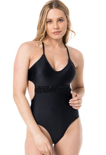 Load image into Gallery viewer, Gallery: Lua Morena One-Piece Maio Macrame Liso Preto