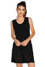 Load image into Gallery viewer, Model Front: Lua Morena Beach Skirt Vestido Regata Tricot Liso Preto