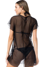 Carregar imagem no visualizador da galeria, Gallery: Lua Morena Kaftans / Cover Ups Kaftan Tule Liso Preto