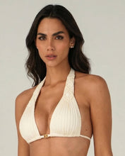 Load image into Gallery viewer, Gallery: Lua Morena Top Top Areia Triangulo-Alongado-Macrame