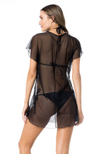 Load image into Gallery viewer, Model Front: Lua Morena Kaftans / Cover Ups Kaftan Tule Liso Preto