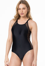 Load image into Gallery viewer, Gallery: Lua Morena One-Piece Maio Lateral Tule Liso Preto