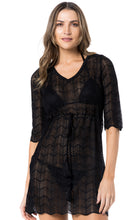 Load image into Gallery viewer, Gallery: Lua Morena Mini Dress Tunica Tricot Liso Preto