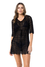 Load image into Gallery viewer, Model Front: Lua Morena Mini Dress Tunica Tricot Liso Preto
