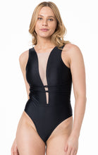Carregar imagem no visualizador da galeria, Gallery: Lua Morena One-Piece Maio Tule Strappy Liso Preto
