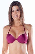 Load image into Gallery viewer, Model Front: Lua Morena Top Top Bolha Drapeada Acai
