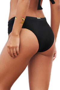 Bottom Drapeada Larga Liso Preto