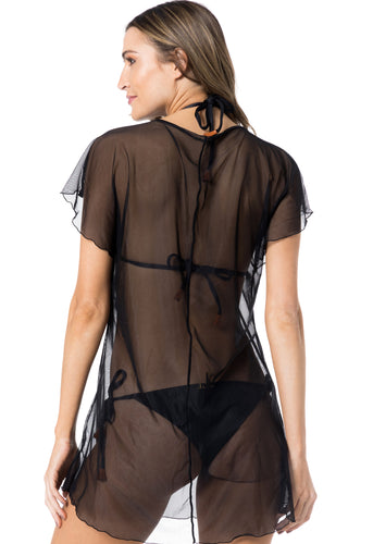 Gallery: Lua Morena Kaftans / Cover Ups Kaftan Tule Liso Preto