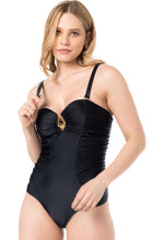 Load image into Gallery viewer, Gallery: Lua Morena One-Piece Maio Bandeau Metal Liso Preto
