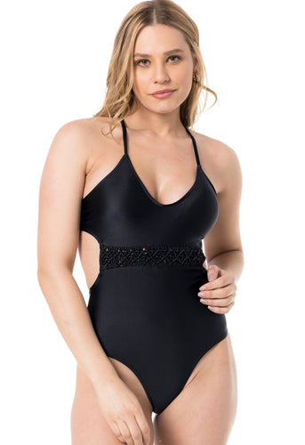 Gallery: Lua Morena One-Piece Maio Macrame Liso Preto
