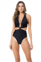 Load image into Gallery viewer, Model Front: Lua Morena One-Piece Maio Sicilia Liso Preto
