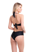 Load image into Gallery viewer, Model Back: Lua Morena One-Piece Meia-Taca Liso Preto
