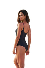 Load image into Gallery viewer, Model Back: Lua Morena One-Piece No Liso Preto
