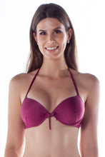 Load image into Gallery viewer, Model Front: Lua Morena Top Top Bolha Drape Acai
