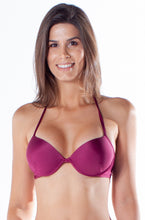 Load image into Gallery viewer, Model Front: Lua Morena Top Top Bolha Drapeada Acai

