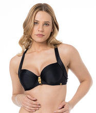 Load image into Gallery viewer, Gallery: Lua Morena Top Top Meia Drapeada Larga Liso Preto
