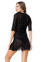 Load image into Gallery viewer, Model Back: Lua Morena Mini Dress Tunica Tricot Liso Preto
