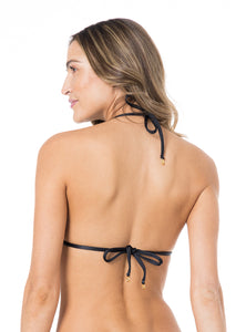 Top Cortininha Rolote Liso Preto