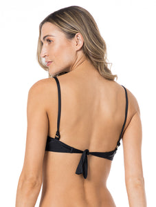 Top Turbinado Drapeada Fina Liso Preto